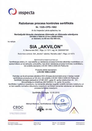 CE sertifikāts viensienas dūmvads